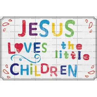 Metall-Blechschild Jesus liebt die kleinen Kinder, Bibelversen, Wandkunst, christliche Wandkunst für Kinder, Schrift, Wanddekoration, Poster, Weinbar, Dekoration für Klassenzimmer, Schule