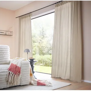 LeGer Home by Lena Gercke Gardine Hevin, Musselin Vorhang, blickdichte Gardine, Multifunktionsband (1 St), blickdicht, natürliche, moderne Gardine in schönem Musselin Look grau 130 cm x 175 cm