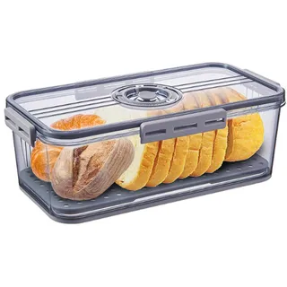 Mini Brotkästen mit Deckel & Zeiterfassung, Modern Luftdichter Brotbox für Küchentheke Luftdicht, Grau Brot Aufbewahrungsbehälter,Brotkorb Aufbewahrungsbox für Selbstgebackenes Toast,Bagel,Donut,Kekse