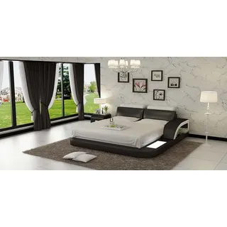 Xlmoebel, Wasserbett Luxuriöses Lederbett mit gepolstertem Kopfteil und Wasserbett-System schwarz