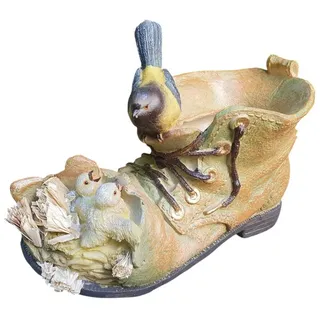 Aspinaworld Gartenfigur Pflanzschuh mit Vogel 13 cm Beige