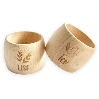 Großer gravierter Serviettenring aus Holz zur Taufe - Taufgeschenk - Personalisiertes Geschenk für Kinder