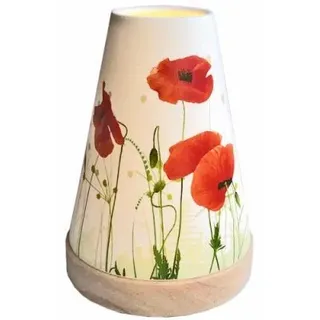 Hellmann Teelichtleuchter Vintage Style Nr.32 Mohnblumen rot/weiß 14,5 cm hoch