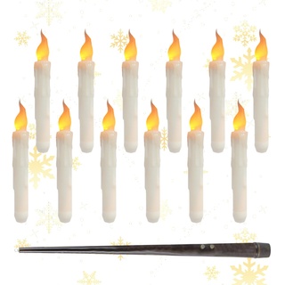 Schwebende Kerzen mit Zauberstab LED Kerzen,Schwimmende Kerzen mit Fernbedienung LED Floating Candles,Batteriebetriebene Flammenlose Spitzkerzen Stabkerzen für Wand Weihnachtsdeko