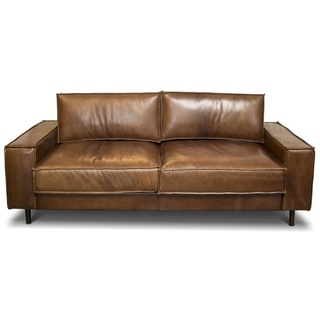Casa Padrino Luxus Echtleder Lounge Sofa Vintage Leder Braun - Luxus Wohnzimmer Couch Möbel Büffelleder