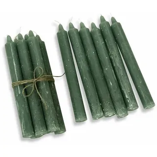 Mirabeau Stumpenkerze Kerze 12er Set Bauceau grün (12er Set, 12er Set), none grün