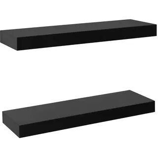 vidaXL 2X Schweberegal Freischwebend Wandboard Wandregal Hängeregal Bücherregal Regalbrett CD DVD Regal Deko Schwarz 40x20x3,8cm MDF