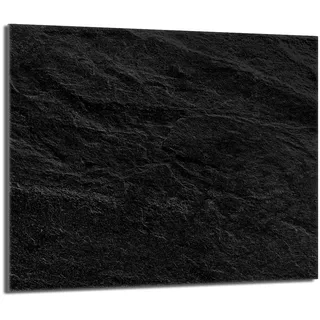 Herdabdeckplatte 60x52 cm Einteilig Glas für Elektroherd und Induktion, Herdschutz Spritzschutz Glasplatte Deko Schneidebrett, Schiefer Schwarz
