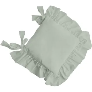 Diwzbyn Stuhlkissen Stuhlkissenbezug mit Rüschen & Schleifen,mit Bindebänder, Stuhlhusse Landhausstil ohne Füllung,für Indoor und Outdoor grün 40 cm x 40 cm