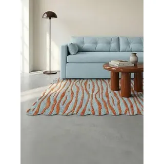 RugVista Arty Zebra, Teppich, 200 x 300 cm, Rechteckig, Niedriger Stapel, Wohnzimmer, Schlafzimmer, Nur chemische Reinigung, Hell Blau/Rost