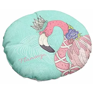 Morbuy Stuhlkissen Runde Sitzkissen Nordic Tiermuster Atmungsaktiv Baumwolle Leinen Tatami Komfortable Stühle Bodenkissen Sitzauflagen für Outdoor Garten Office Sessel (40x40cm,Flamingo)