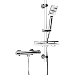 Görbach Thermostat Duschsystem mit Duscharmatur Chrom 70cm