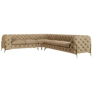 s-style möbel Ecksofa Samt 6-Sitzer Beige