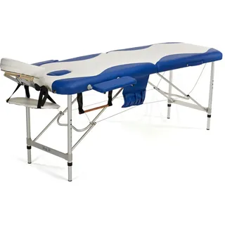 Body Fit, Massageliege + Massagesessel, 2-piece aluminum massage bed, white and blue