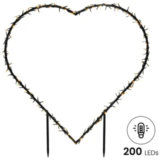 Gartenpirat LED Dekoobjekt Weihnachtsfigur Herz Weihnachtsbeleuchtung für außen mit Timerfunktion, Warmweiß schwarz 89 cm x 88 cm