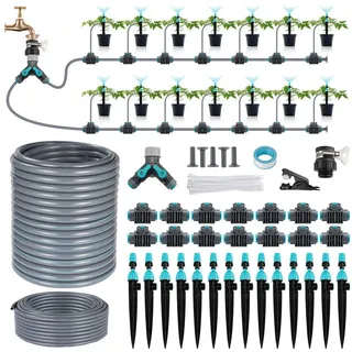 TLGREEN Bewässerungssystem Automatisches Bewässerungsset,30 M Bewässerungsrohre, (Gartenbewässerung Tröpfchenbewässerung Outdoor, Micro Drip Bewässerung), für Topfpflanzen, Garten Hochbeet Terrasse, Gewächshaus