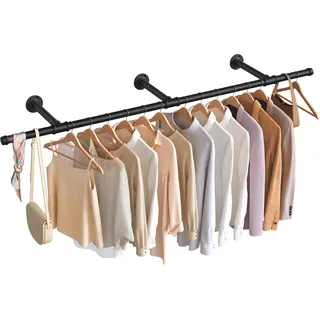 SONGMICS Kleiderstange für die Wand, Industrial, 170 x 30 x 7 cm | Kleiderständer Wandmontage, 68 kg Belastbarkeit, platzsparend, einfache Montage, Tintenschwarz, DALSON Kollektion HSR104B01
