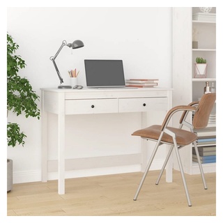 vidaXL Schreibtisch Schreibtisch mit Schubladen Weiß 100x50x78 cm Massivholz Kiefer weiß