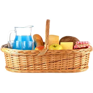 Wikler Tablett Serviertablett aus Weide mit festem Henkel und Bodenplatte mit Motiven zur Auswahl – 56×39×30 cm – handgeflochtenes Korbtablett für Frühstück, Deko oder Präsent (Kaffe Dunkel)