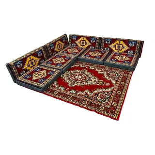 CaddeBuy Sofa Orientalische Sitzecke, Sark Kösesi, Osmanische Sitzecke, Kelim, 10 Teile rot