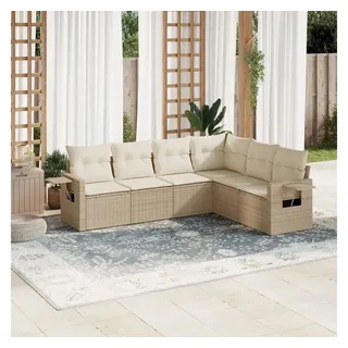 furnicato Garten-Essgruppe Garten-Sofagarnitur PE-Rattan Beige 62x62x69 cm mit Stauraum, (1-tlg), Wetterfeste Sitzgruppe mit Ablagen und waschbaren Kissenbezügen beige