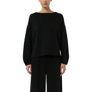 Sweater COMMA, Damen, Gr. 38, schwarz, Sweatware, Obermaterial: 49% Polyester, 45% Viskose, 6% Elasthan, unifarben, lässig geschnitten hüftbedeckend, Rundhals, abgesteppte Kante, Sweatshirts Sweater, unifarben, mit Viskose und Stretch