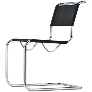 Thonet Freischwinger S33 Netzbespannung schwarz Kunststoff Gestell verchromt 49x85x66 cm