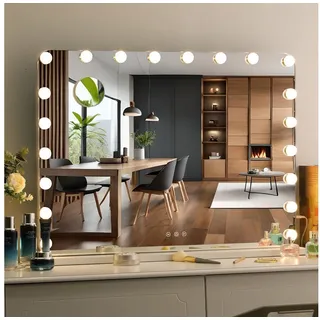TLGREEN Kosmetikspiegel mit beleuchtung, 20 LED Tischspiegel, Hollywood Spiegel, 80x60cm mit 3 Lichtfarben, 10 x Vergrößerungsspiegel