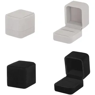 Bellabon Ringbox 2 Stück, Ringschatulle Verlobung, Schmuckschatulle Samt für Ringe, Ohrringe, Kleine Größe,Samt Schmuckkästchen für Paare, Heiratsantrag