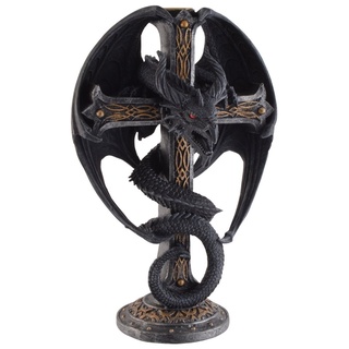 Vogler direct Gmbh Kerzenleuchter Kerzenleuchter "Dragon Cross", aus Kunststein, Größe: LxBxH ca. 16x12x26 cm rot|schwarz