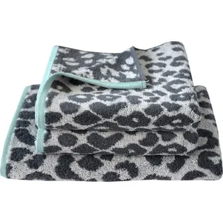 Dyckhoff Handtuch Set Cool Mint Leo, Walkfrottier (Set, 3-St), mit Leoparden-Muster, Duschtuch, Handtücher grau