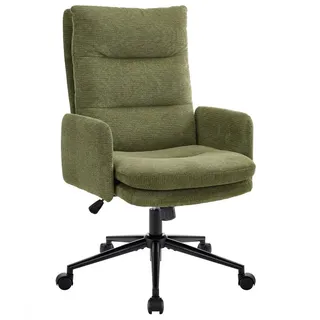 IWMH Bürostuhl Ergonomisch Schreibtischstuhl, Höhenverstellbar Drehstuhl mit Rollen, Lesesessel aus Chenille, Schminktisch Stuhl mit Höher Rückenlehen grün
