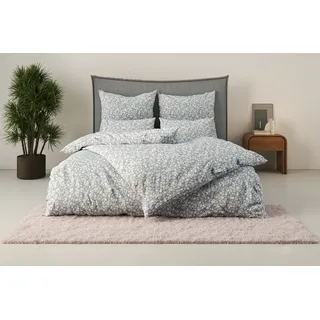 Bettwäsche OTTO HOME "Mariby in Gr. 135x200, 155x220 cm u.a. Bettwäsche-Set mit Blumen", grau, B/L: 155cm x 220cm, 1 Stk., 1 Stk., Renforcé, B/L: 80cm x 80cm, 2, Renforcé, Obermaterial: 100% Baumwolle, Bettwäsche, Bettwäsche, mit feinem Blümchen Design, skandinavisch, romantische Bettwäsche