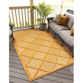 Teppich MY-RUG Outdoor-Teppich "Lotta III" 200x140 cm, gelb, Wohnando, rechteckig, Höhe: 8 mm, mit Hoch-Tief-Effekt, unifarben, sehr kuschelig gelb