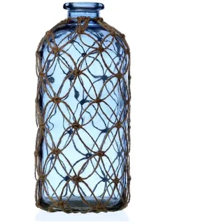 MARELIDA Maritime Dekoflasche mit Juteseil Glasvase H: 25cm in blau | Gr.: onesize