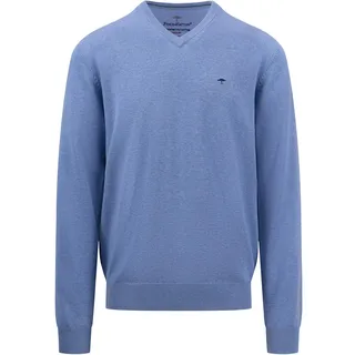 FYNCH-HATTON Weicher Feinstrick-Pullover mit V-Ausschnitt Crystal Blue / 3XL