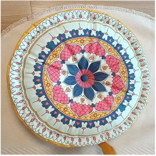 Sitzkissen Garten Bunt mit Griff 45 cm, Sesselauflage Outdoor, Sitzerhöhung Stuhl, Stuhlkissen Rund, Bodenkissen Boho, Sitzkissen Sessel Senioren für Stuhlerhöhung Erwachsene Auto Gartenstuhl(W6)
