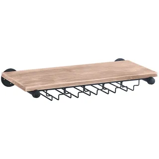 lousriyy Weinregal mit Glashalter Holz Weinflaschenhalter Wandmontage Weinhalter Weinregale 24/36 Zoll Flaschenregal Retro Weinglashalter Hängend Wand Bar für Küche Esszimmer (24 Zoll)