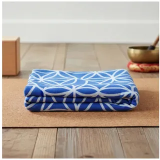 spirit of om - bio heimtextilien Blume des Lebens Kuscheldecke 150 x 200 cm Blau