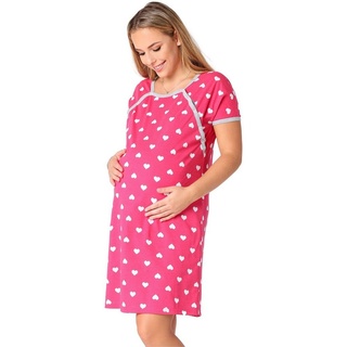 Be Mammy Umstandsnachthemd Damen Nachtkleid Umstandsmode Nachtwäsche Umstandsnachthemd BE20-286 (1-tlg) rosa