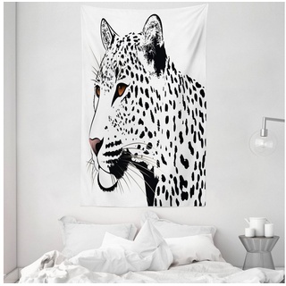 Wandteppich aus Weiches Mikrofaser Stoff Für das Wohn und Schlafzimmer, Abakuhaus, rechteckig, Tätowieren Leopard der große Katzen-Spots schwarz|weiß 140 cm x 230 cm