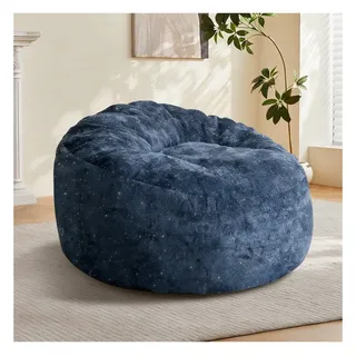 BBWL Sitzsack mit Rückenlehne Flanell Loungesessel für Wohnzimmer Schlafzimmer, Sitzsack Sessel Hochlehner ergonomisch XXL Bean Bag blau