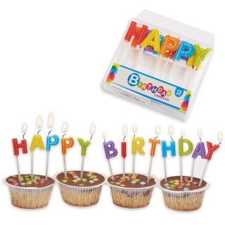 Candelo 13er Set Geburtstagskerzen Kuchenkerzen - Buchstabenkerzen für Geburtstagstorte ohne Duft - Happy Birthday Kerze Geburtstag Kuchen Dekoration