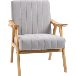 Homcom Ohrensessel Samt 74 x 82 x 68 cm Hellgrau