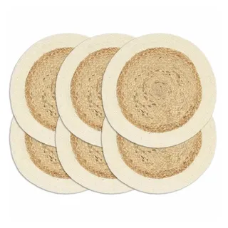 vidaXL Tischsets 6 Stk. Natur 38 cm Rund Jute und Baumwolle