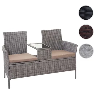 Mendler HWC-E24 132 x 55 x 84 cm grau/creme inkl. Tisch