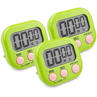 Newaner 3 Stück Timer Digital, Küchentimer Küche, Kurzzeitwecker, Grün