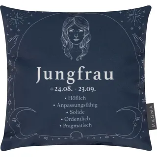Magma Heimtex Dekokissen Sternzeichen Minikissen 25x25 Eigenschaften Geschenk Tierkreiszeichen, beidseitig bedruckt, Sternzeichen, Tierkreiszeichen, Eigenschaften blau
