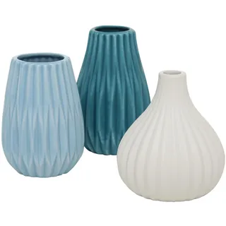 Boltze Vase Wilma 3er, Hellblau, Türkis, Weiß