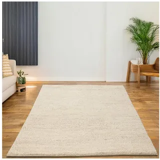 THEKO Wollteppich Taza Royal, rechteckig, Höhe: 28 mm, echter Berber Teppich aus Marokko, reine Schurwolle, handgeknüpft beige 250 cm x 350 cm x 28 mm